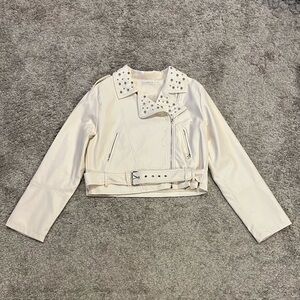 Crazy in Love Leather White Jacket Women’s Size Large